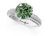 White gold Fancy Green Round  Cut Pave Diamond Engagement Ring with Channel Set Band and Four-Prong Setting_21