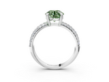 White gold Fancy Green Round  Cut Pave Diamond Engagement Ring with Channel Set Band and Four-Prong Setting_23