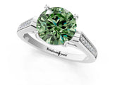 White gold Fancy Green Round Cut Solitaire Cathedral Diamond Engagement Ring with Channel-Set Band and Four-Prong Setting_16