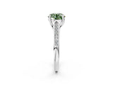 White gold Fancy Green Round Cut Solitaire Cathedral Diamond Engagement Ring with Channel-Set Band and Four-Prong Setting_17