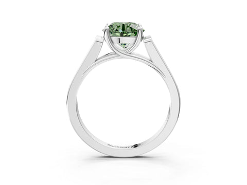 White gold Fancy Green Round Cut Solitaire Cathedral Diamond Engagement Ring with Channel-Set Band and Four-Prong Setting_18
