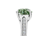 White gold Fancy Green Round Cut Solitaire Cathedral Diamond Engagement Ring with Channel-Set Band and Four-Prong Setting_20