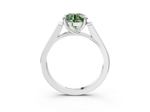 White gold Fancy Green Round Cut Solitaire Cathedral Diamond Engagement Ring with Channel-Set Band and Four-Prong Setting_6