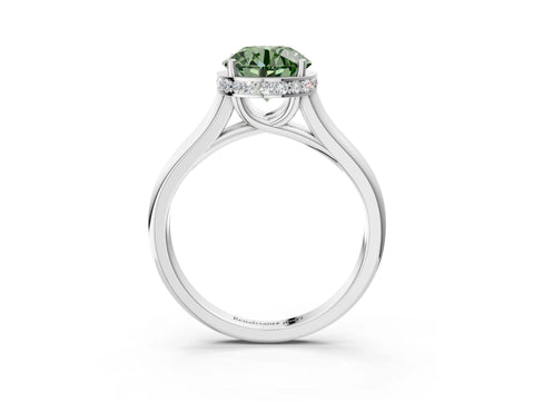 White gold Fancy Green Round Cut Solitaire Diamond Engagement Ring with Four-Prong Setting and Tapered Band_15