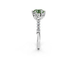 White gold Fancy Green Round Cut Solitaire Diamond Engagement Ring with Pavé Band and Six-Prong Setting_26