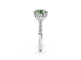 White gold Fancy Green Round Cut Solitaire Diamond Engagement Ring with Pavé Band and Six-Prong Setting_26
