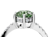 White gold Fancy Green Round Cut Solitaire Diamond Engagement Ring with Pavé Band and Six-Prong Setting_28