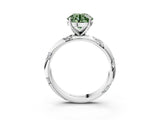 White gold Fancy Green Round Cut Solitaire Diamond Engagement Ring with Twisted Pave Band and Four-Prong Setting_40