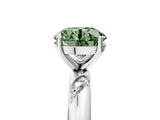 White gold Fancy Green Round Cut Solitaire Diamond Engagement Ring with Twisted Pave Band and Four-Prong Setting_42