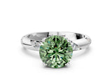 White gold Fancy Green Round Cut Solitaire Diamond Engagement Ring with Twisted Pave Band and Four-Prong Setting_43