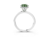 White gold Fancy Green Round Cut Solitaire Diamond Ring with Prong Setting and Plain Band_15
