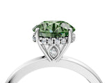 White gold Fancy Green Round Cut Solitaire Diamond Ring with Prong Setting and Plain Band_16
