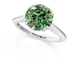 White gold Fancy Green Round Cut Solitaire Diamond Ring with Six-Prong Setting and Classic Band_26