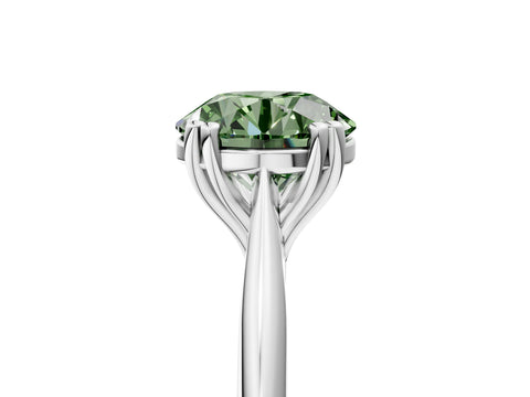 White gold Fancy Green Round Cut Solitaire Diamond Ring with Six-Prong Setting and Classic Band_5