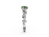 White gold Fancy Green Round  Cut Solitaire Diamond Twisted Band with Pave Setting_102