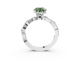 White gold Fancy Green Round  Cut Solitaire Diamond Twisted Band with Pave Setting_104