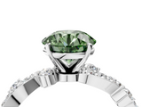 White gold Fancy Green Round  Cut Solitaire Diamond Twisted Band with Pave Setting_104