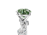 White gold Fancy Green Round  Cut Solitaire Diamond Twisted Band with Pave Setting_106
