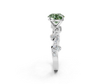 White gold Fancy Green Round  Cut Solitaire Diamond Twisted Band with Pave Setting_119