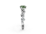 White gold Fancy Green Round  Cut Solitaire Diamond Twisted Band with Pave Setting_120