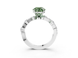 White gold Fancy Green Round  Cut Solitaire Diamond Twisted Band with Pave Setting_120