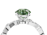 White gold Fancy Green Round  Cut Solitaire Diamond Twisted Band with Pave Setting_122