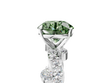 White gold Fancy Green Round  Cut Solitaire Diamond Twisted Band with Pave Setting_122