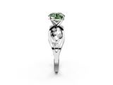 White gold Fancy Green Round  Cut Solitaire Diamond with Side Stones on Criss-Cross Band and Four-Prong Setting_5
