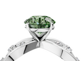 White gold Fancy Green Round  Cut Solitaire Diamond with Side Stones on Criss-Cross Band and Four-Prong Setting_7