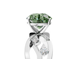 White gold Fancy Green Round  Cut Solitaire Diamond with Side Stones on Criss-Cross Band and Four-Prong Setting_8