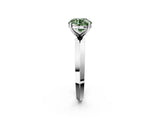White gold Fancy Green Round  Cut Solitaire Engagement Ring with Flat Band and Four-Prong Setting 2