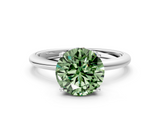 White gold Fancy Green Round  Cut Solitaire Engagement Ring with Four-Prong Setting and Classic Band_20