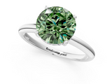 White gold Fancy Green Round  Cut Solitaire Engagement Ring with Four-Prong Setting and Classic Band_21