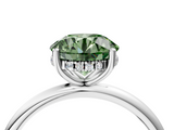 White gold Fancy Green Round  Cut Solitaire Engagement Ring with Four-Prong Setting and Classic Band_24
