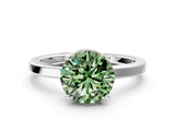 White gold Fancy Green Round  Cut Solitaire Engagement Ring with Four-Prong Setting on a Classic Band_37