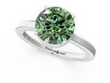 White gold Fancy Green Round  Cut Solitaire Engagement Ring with Four-Prong Setting on a Classic Band_38