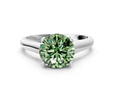White gold Fancy Green Round Cut Solitaire Engagement Ring with Tapered Band and Four-Prong Setting_27