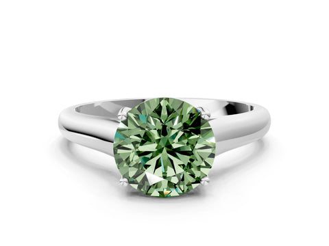 White gold Fancy Green Round Cut Solitaire Engagement Ring with Tapered Band and Four-Prong Setting_27