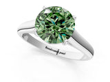 White gold Fancy Green Round Cut Solitaire Engagement Ring with Tapered Band and Four-Prong Setting_28