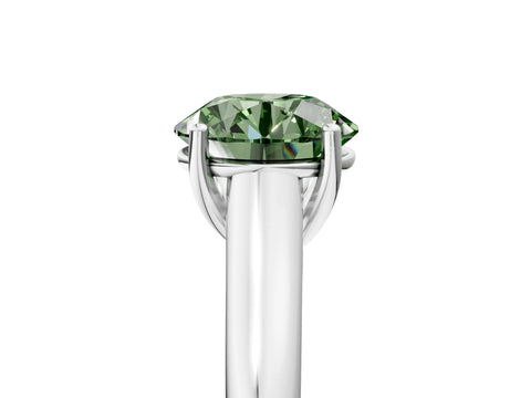 White gold Fancy Green Round Cut Solitaire Engagement Ring with Tapered Band and Four-Prong Setting_32