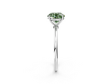 White gold Fancy Green Round  Cut Solitaire Engagement Ring with Thin Band and Four-Prong Setting_5
