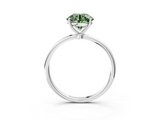 White gold Fancy Green Round  Cut Solitaire Engagement Ring with Thin Band and Four-Prong Setting_6