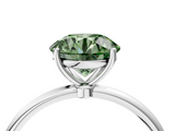 White gold Fancy Green Round  Cut Solitaire Engagement Ring with Thin Band and Four-Prong Setting_7