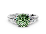 White gold Fancy Green Round  Cut Solitaire Floral Diamond Ring with Four-Prong Setting_37