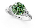 White gold Fancy Green Round  Cut Solitaire Floral Diamond Ring with Four-Prong Setting_38