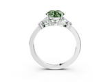 White gold Fancy Green Round  Cut Solitaire Floral Diamond Ring with Four-Prong Setting_40