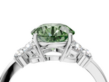 White gold Fancy Green Round  Cut Solitaire Floral Diamond Ring with Four-Prong Setting_41