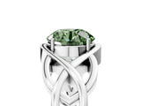 White gold Fancy Green Round Cut Solitaire Intertwined Band Prong Setting Ring_5