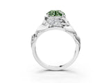 White gold Fancy Green Round Cut Solitaire Leaf-Inspired Engagement Ring with Prong Setting_15