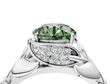 White gold Fancy Green Round Cut Solitaire Leaf-Inspired Engagement Ring with Prong Setting_16